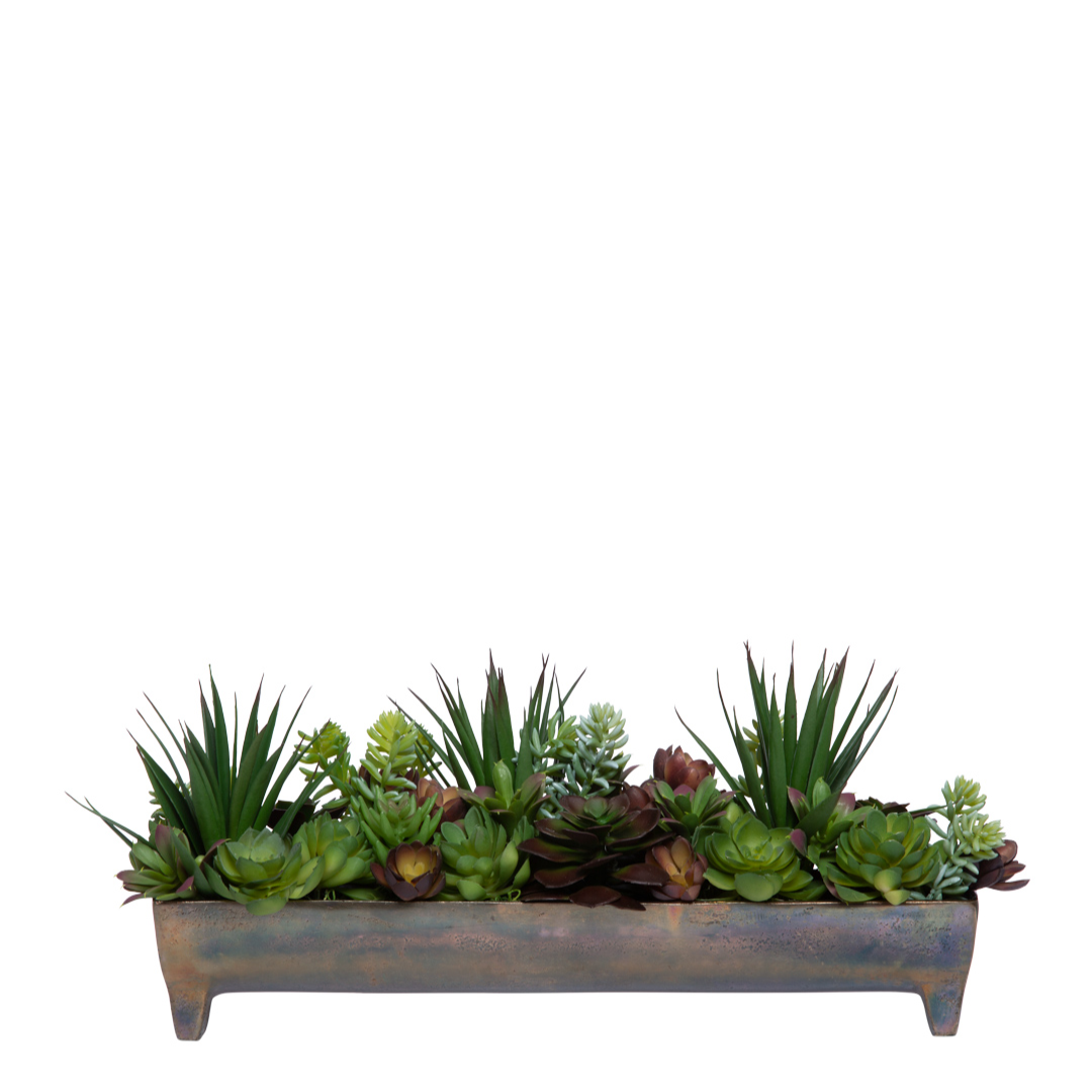 rectangular succulent arrangement Succulent Mix – Lux Art Silks